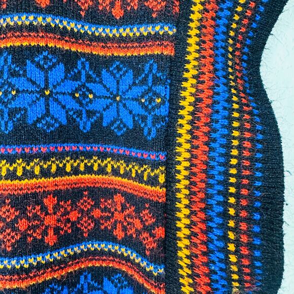 Vintage Union Made USA 70s Tie Front Nordic Short Sleeve Cardigan Sweater - Picture 3 of 5